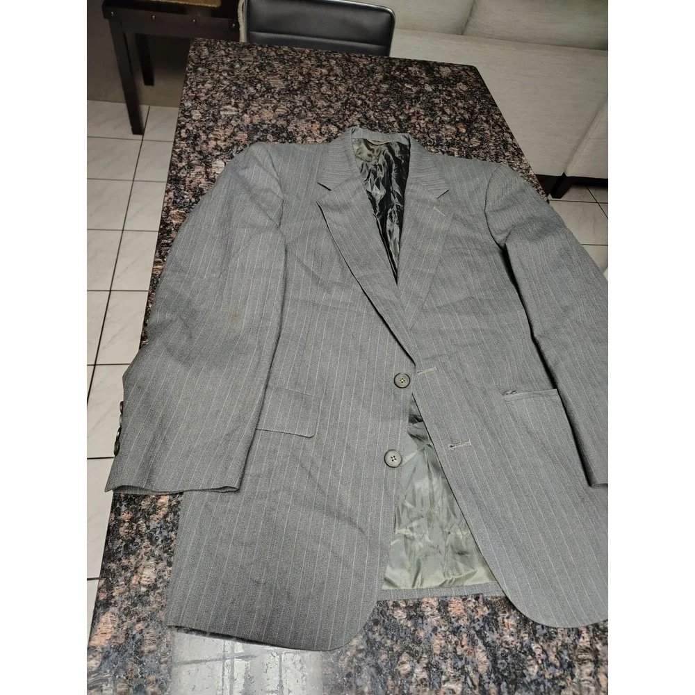 Christian Dior Monsieur Gray Pinstripe Blazer Vintage Tailored USA Suit Coat
